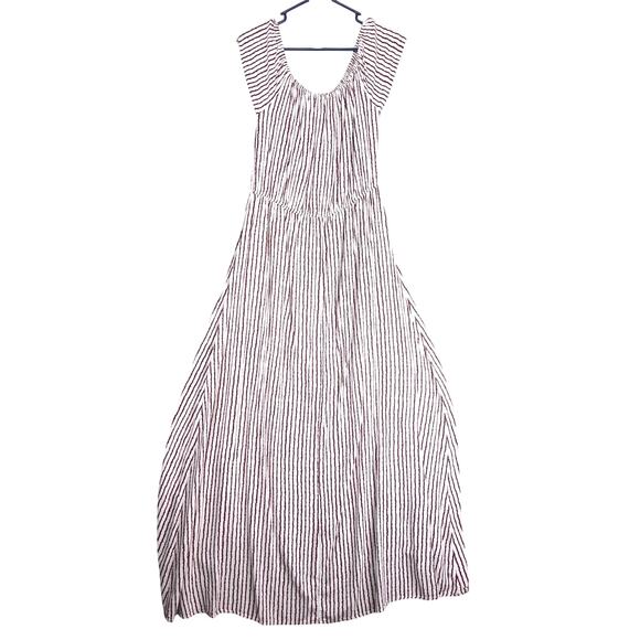 J for Justify Red White Striped Maxi Romper Dress Sz XL Open Front w Shorts Boho - Picture 2 of 10